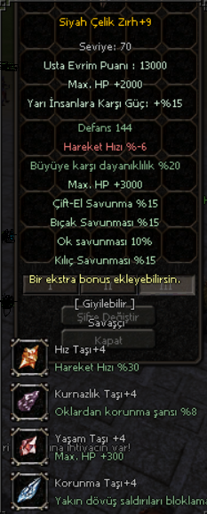 +9 FULL EVRİM 5/5 SİYAH ÇELİK