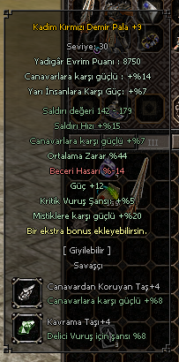 +9 KADİM KIRMIZI DEMİR PALA 44ORT 12GÜÇ5KRİT