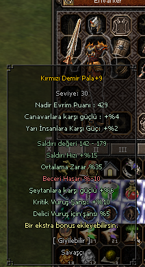 +9 kırmızı demir pala - kdp 10krit 5delici 